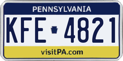 PA license plate KFE4821