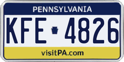PA license plate KFE4826