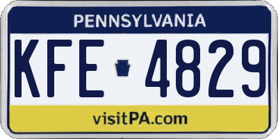 PA license plate KFE4829