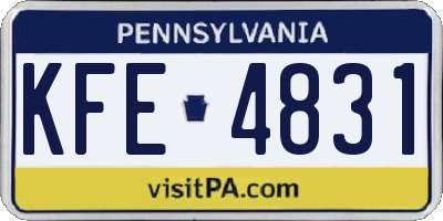 PA license plate KFE4831