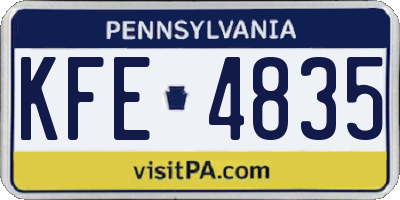 PA license plate KFE4835