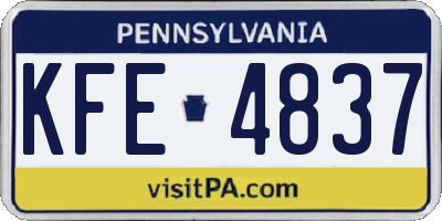 PA license plate KFE4837