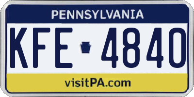 PA license plate KFE4840