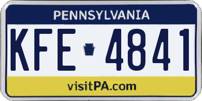 PA license plate KFE4841