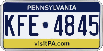 PA license plate KFE4845
