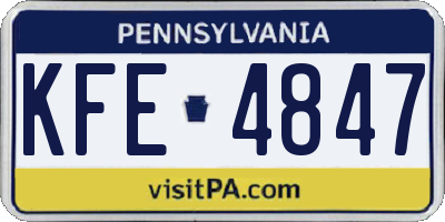 PA license plate KFE4847