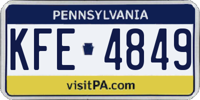 PA license plate KFE4849