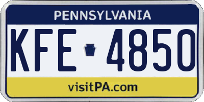 PA license plate KFE4850