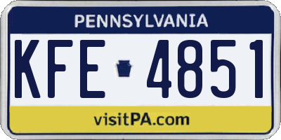 PA license plate KFE4851