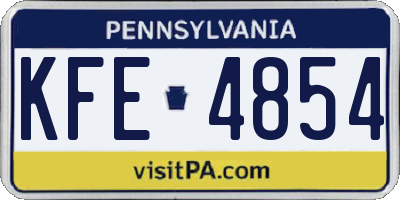 PA license plate KFE4854