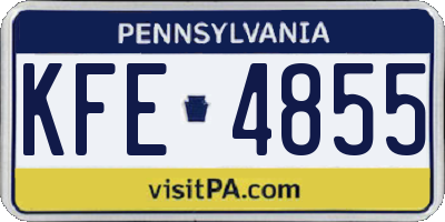 PA license plate KFE4855