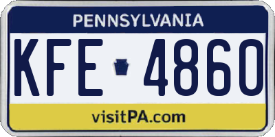 PA license plate KFE4860