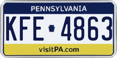PA license plate KFE4863