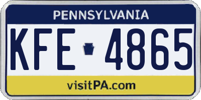 PA license plate KFE4865