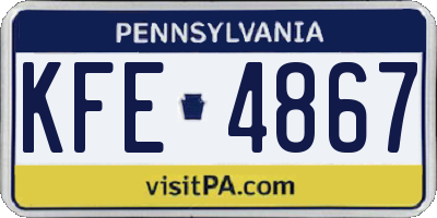 PA license plate KFE4867