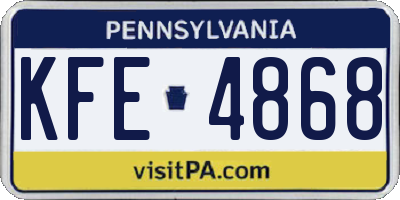 PA license plate KFE4868