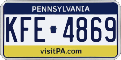 PA license plate KFE4869