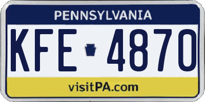 PA license plate KFE4870