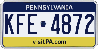 PA license plate KFE4872