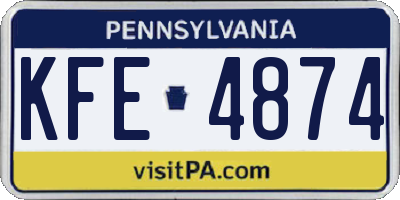 PA license plate KFE4874