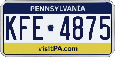 PA license plate KFE4875