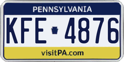 PA license plate KFE4876