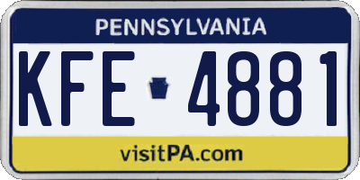 PA license plate KFE4881