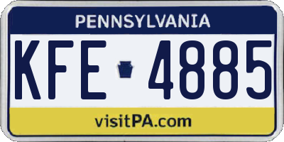 PA license plate KFE4885
