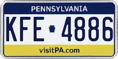 PA license plate KFE4886