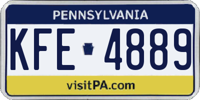 PA license plate KFE4889