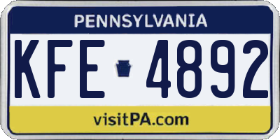 PA license plate KFE4892