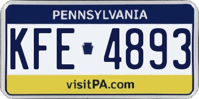 PA license plate KFE4893