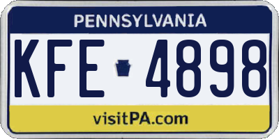 PA license plate KFE4898