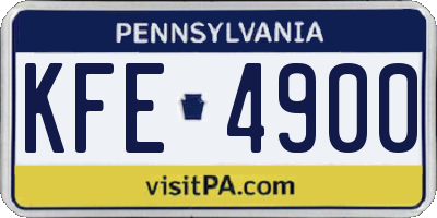 PA license plate KFE4900