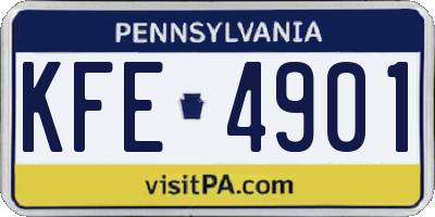 PA license plate KFE4901