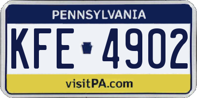 PA license plate KFE4902