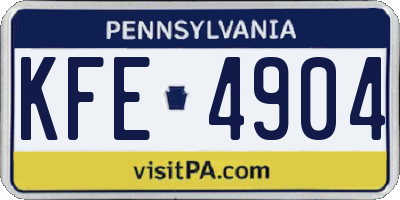 PA license plate KFE4904