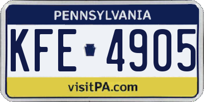 PA license plate KFE4905