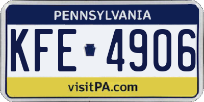 PA license plate KFE4906