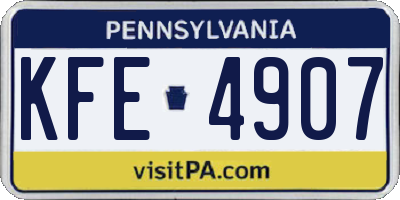PA license plate KFE4907