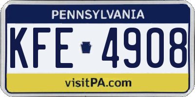 PA license plate KFE4908
