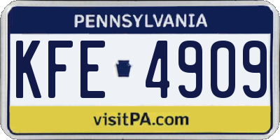 PA license plate KFE4909