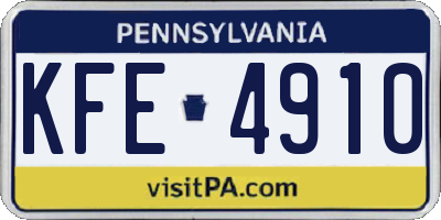 PA license plate KFE4910