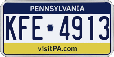 PA license plate KFE4913