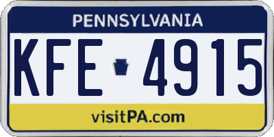 PA license plate KFE4915