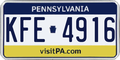 PA license plate KFE4916