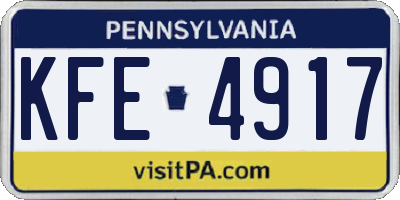 PA license plate KFE4917