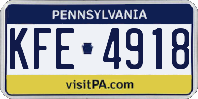 PA license plate KFE4918