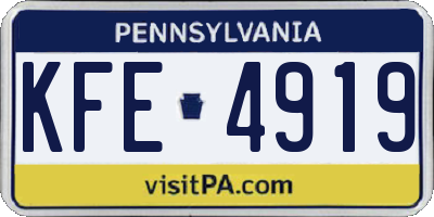 PA license plate KFE4919