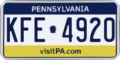 PA license plate KFE4920